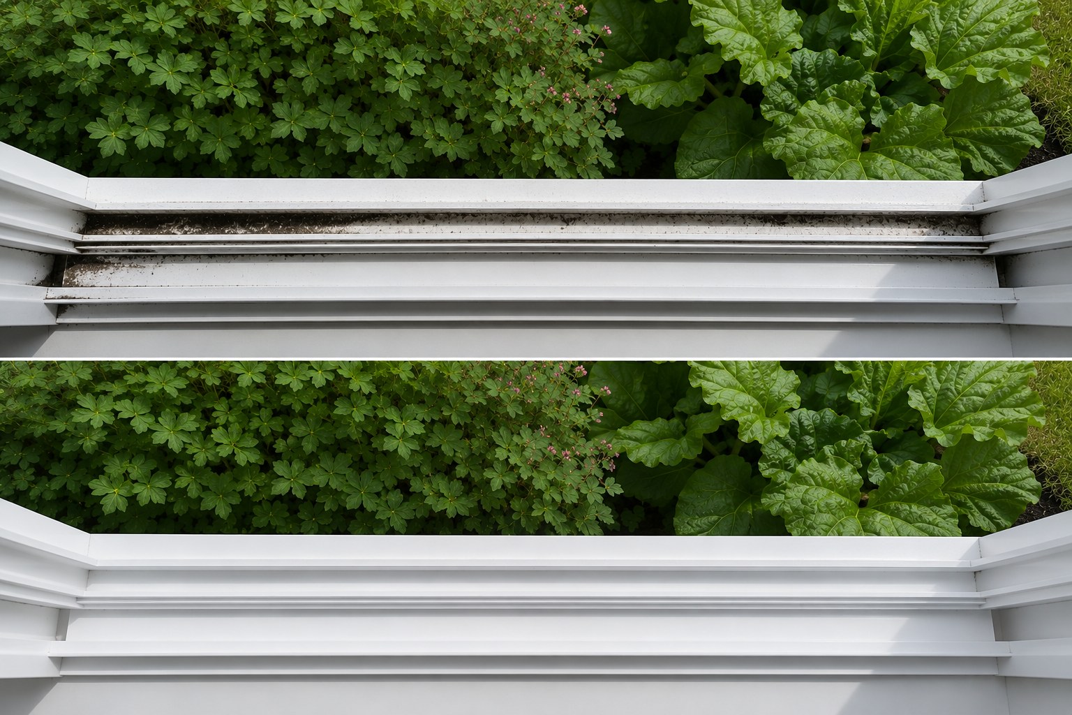 Frame and track cleaning before and after