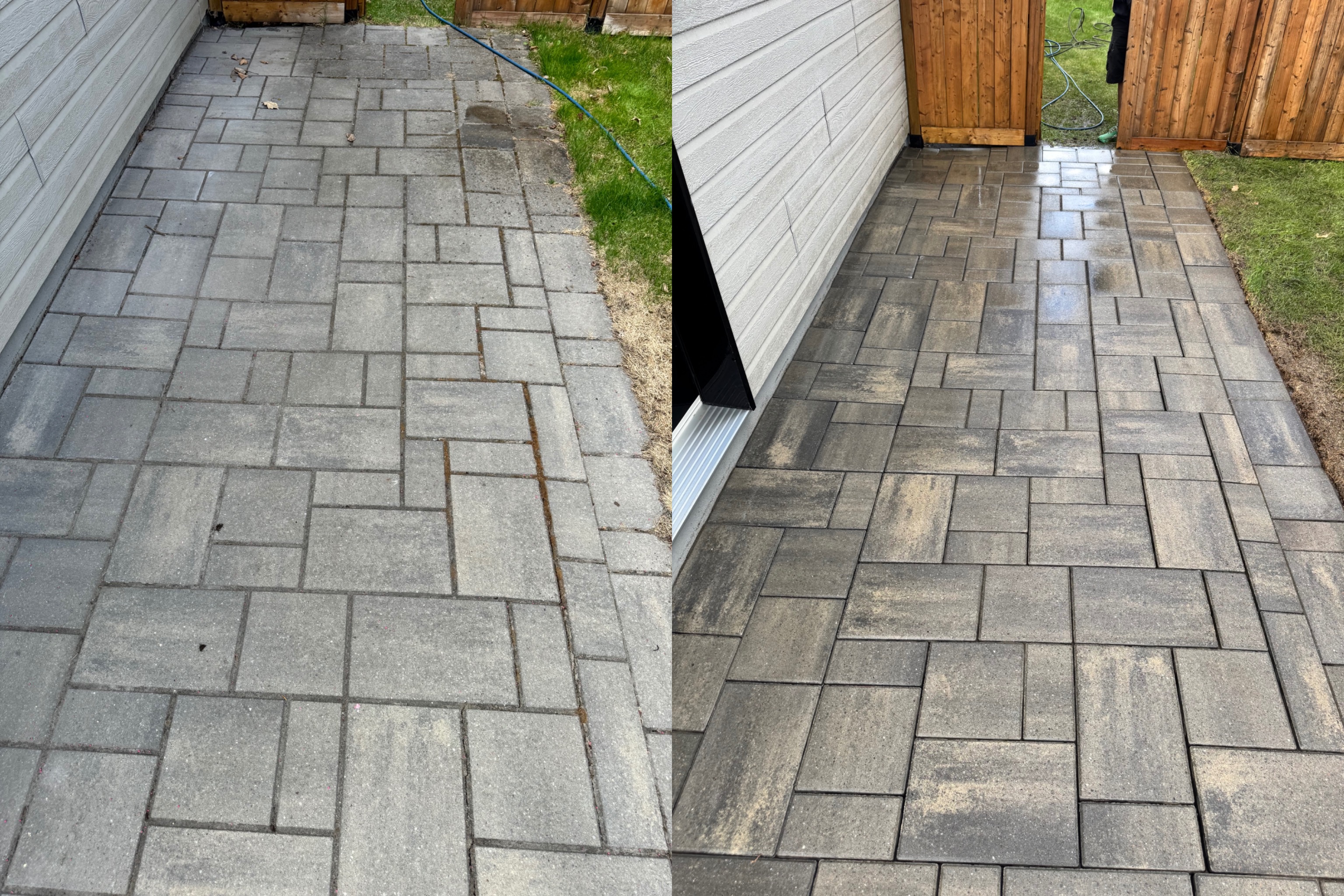 Pressure washing before and after
